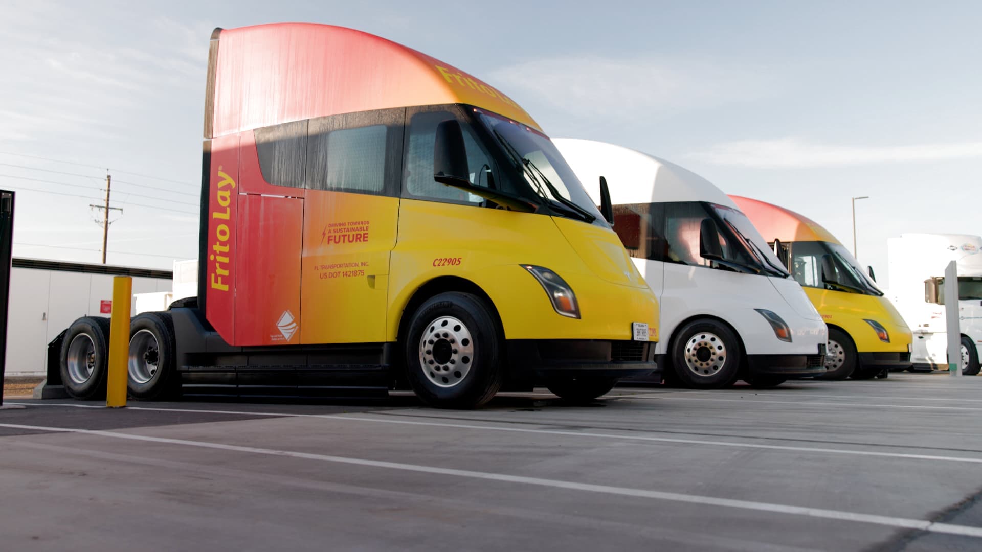 Tesla Semi electric truck at a charging depot